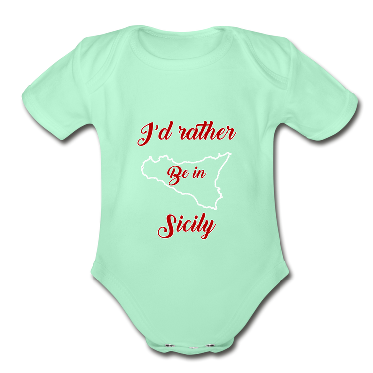 I'd rather be in Sicily Organic Onesie - light mint