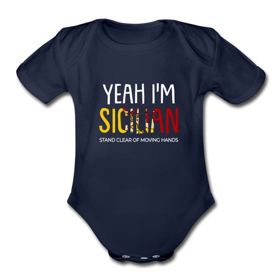 Yeah I am Sicilian Organic Onesie - dark navy